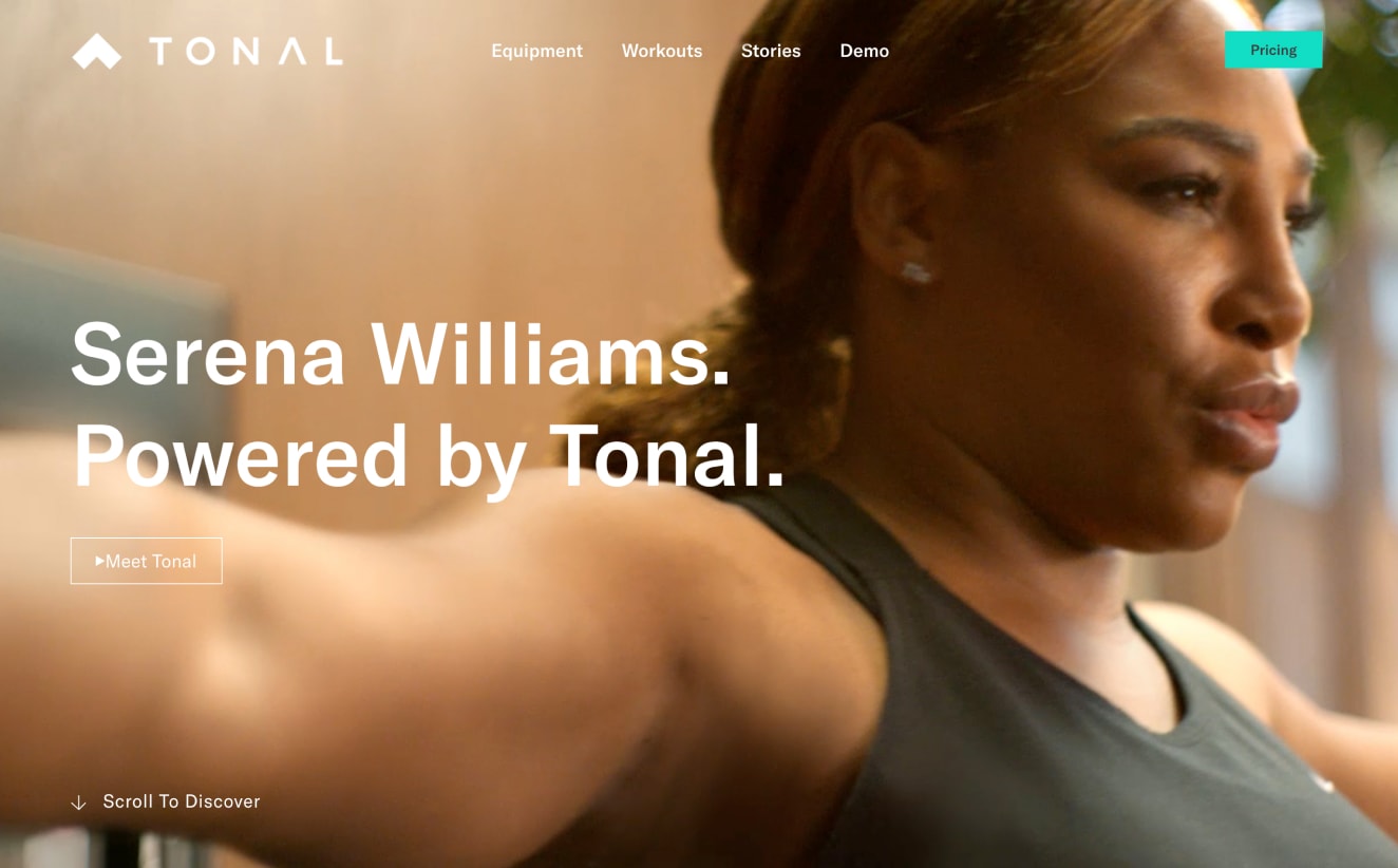 Screenshot: "Tonal" home gym store home page